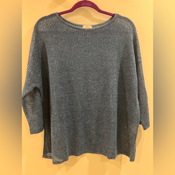 J.Jill Mai Textured Pullover. Harbor Blue. MP. - Picture 3 of 9